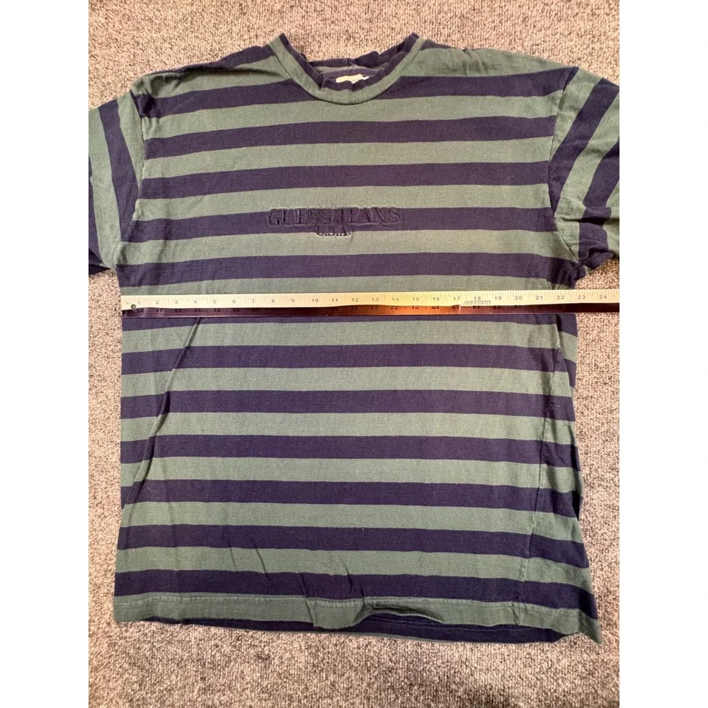 Vintage Guess Jeans USA Striped T Shirt XL 90s Made in USA Embroidered Logo - Picture 6 of 7